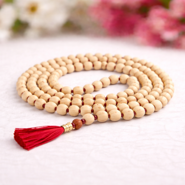 Tulsi mala with red tassel